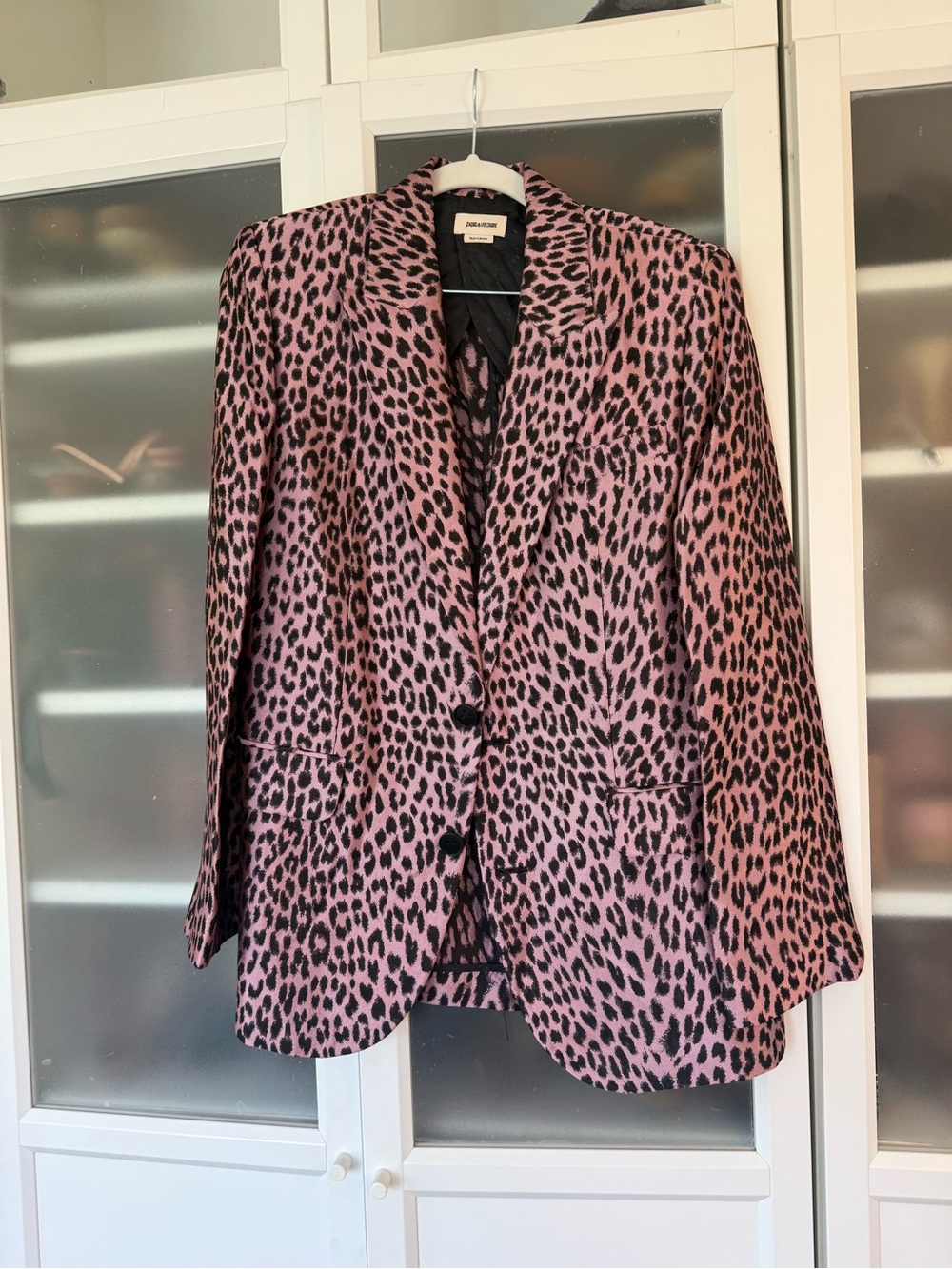 NWOT Zadig & Voltaire Pink / Lavender and Black Leopard-Print Blazer